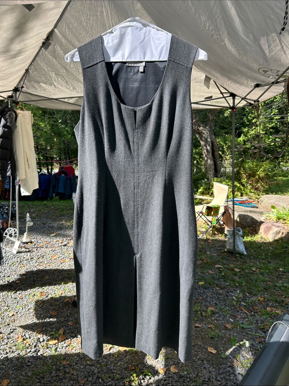 Sleeveless Charcoal Gray Ponte Scoop-Neck Jumpsuit